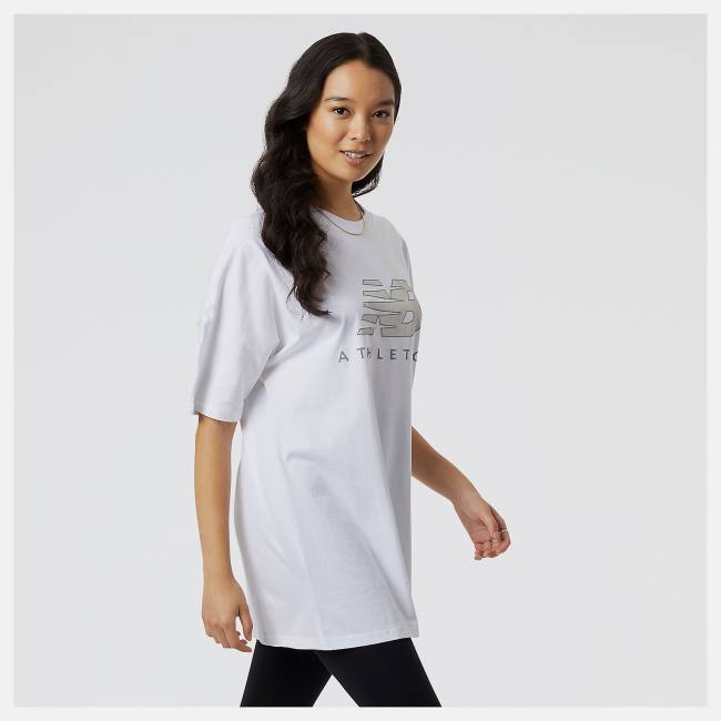 Tricouri Dama New Balance NB Athletics Oversized Tee Albi | NB627OEV