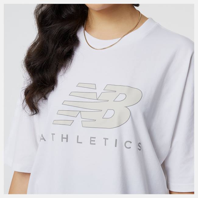 Tricouri Dama New Balance NB Athletics Oversized Tee Albi | NB627OEV