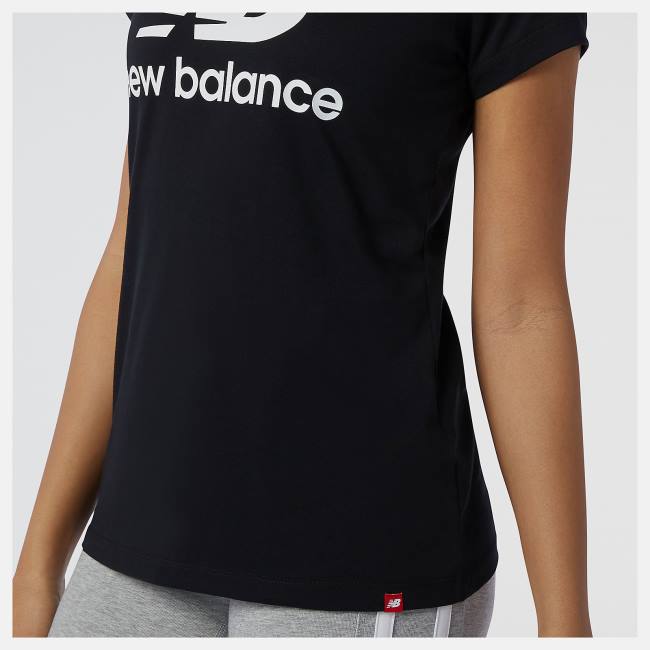 Tricouri Dama New Balance NB Essentials Stacked Logo Tee Negrii | NB178VES