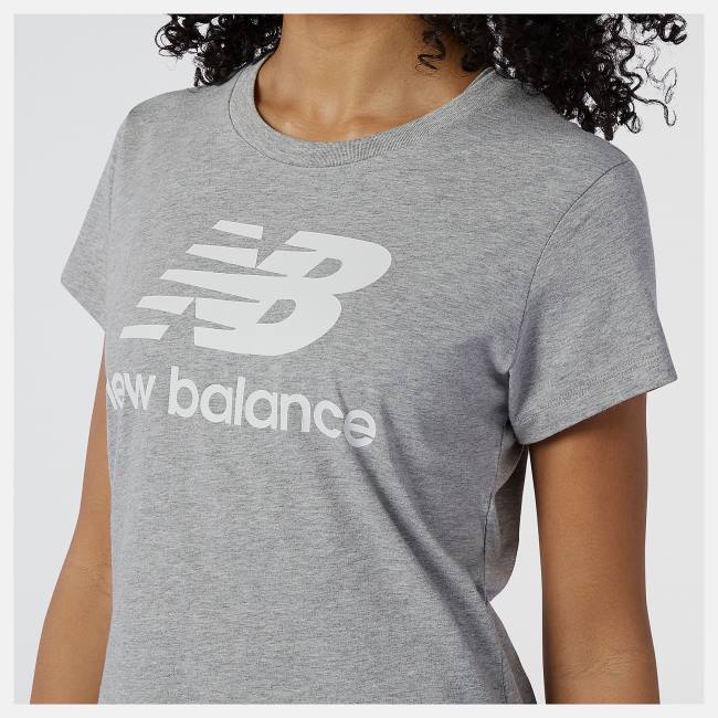 Tricouri Dama New Balance NB Essentials Stacked Logo Tee Gri | NB402HPW