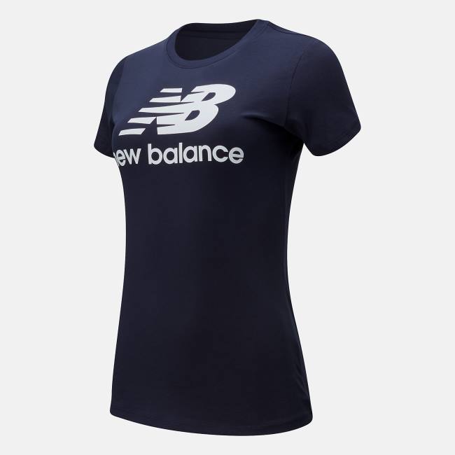 Tricouri Dama New Balance NB Essentials Stacked Logo Tee Bleumarin | NB902JFN