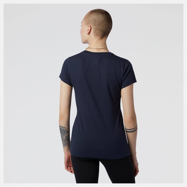 Tricouri Dama New Balance NB Essentials Stacked Logo Tee Bleumarin | NB902JFN