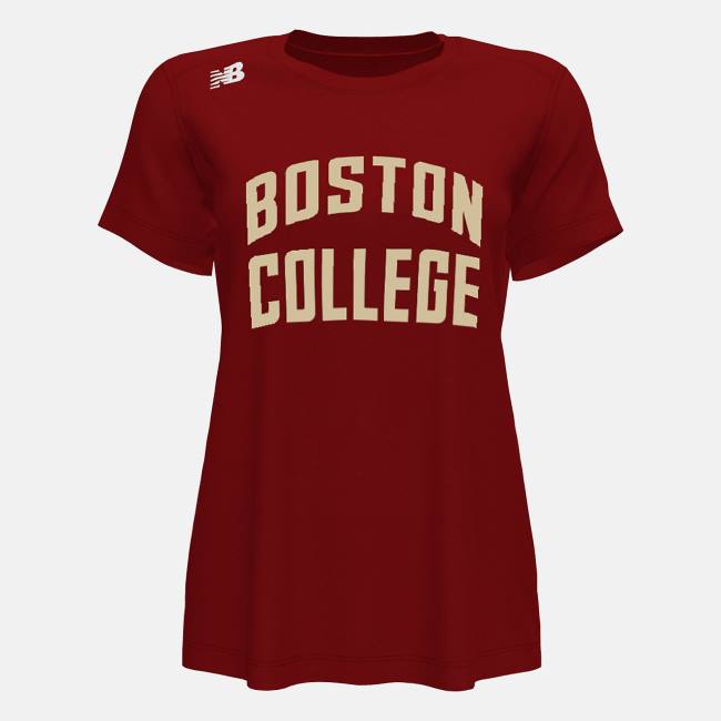 Tricouri Dama New Balance NB Scurte Sleeve Tech Tee(Boston College) Rosii | NB056VTR