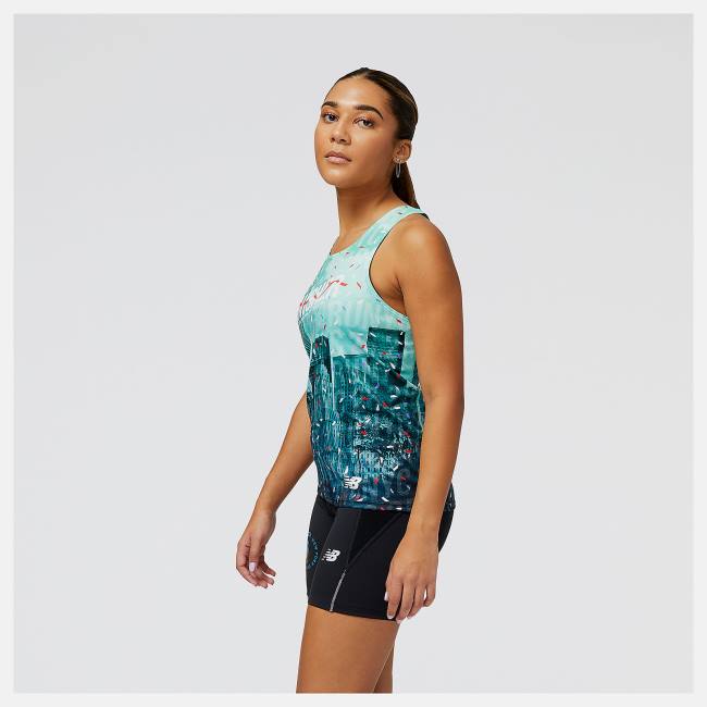 Tricouri Dama New Balance NYC Marathon Finisher Singlet Verde Menta Deschis | NB273YDW