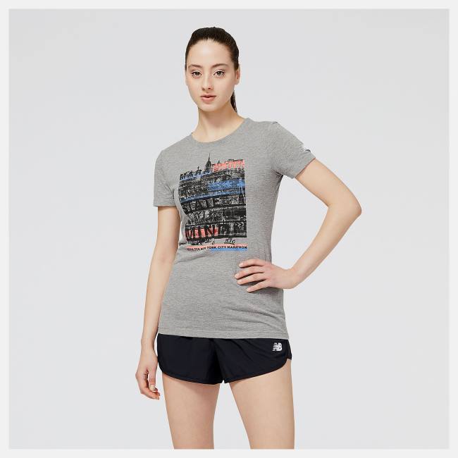 Tricouri Dama New Balance NYC Marathon Marathon State of Mind Grafice Tee Gri | NB236PST