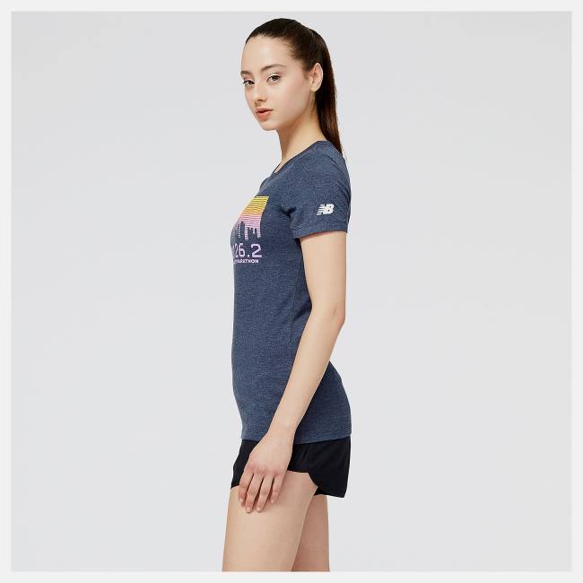 Tricouri Dama New Balance NYC Marathon RUNYC Skyline Grafice Tee Bleumarin | NB864BRC