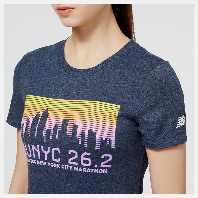 Tricouri Dama New Balance NYC Marathon RUNYC Skyline Grafice Tee Bleumarin | NB864BRC