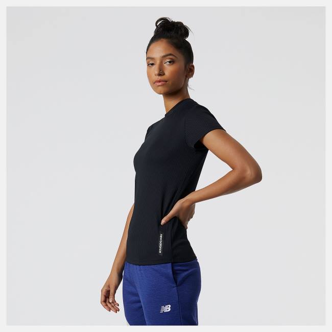 Tricouri Dama New Balance Perfect Rib Tee Negrii | NB359UTO