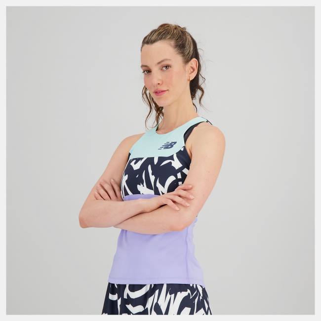 Tricouri Dama New Balance Printed Tournament Racerfront Tank Roz | NB196JDC