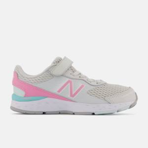 Adidasi Alergare Copii New Balance 680v6 Bungee Albi Roz | NB490VST