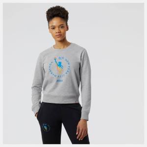 Hanorace Dama New Balance NYC Marathon NB Essentials Crew Fleece Gri | NB931WOU