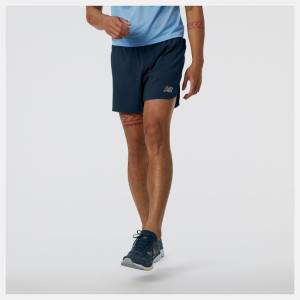 Pantaloni Scurti Barbati New Balance Impact Run 5 Inch Bej Indigo | NB236COX