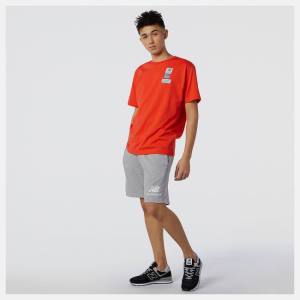 Pantaloni Scurti Barbati New Balance NB Essentials Stacked Logo Gri | NB712IJC