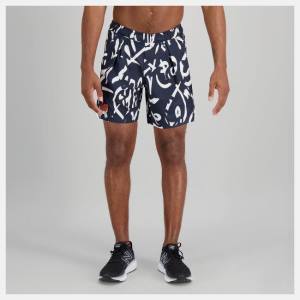 Pantaloni Scurti Barbati New Balance Printed Tournament 7 In Bleumarin | NB793QRH