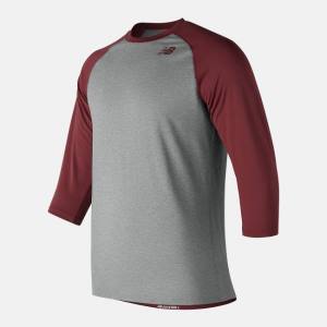 Tricouri Barbati New Balance 3/4 Baseball Raglan Top Gri Rosii | NB157WTD