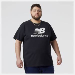 Tricouri Barbati New Balance Essentials Stacked Logo Tee Negrii | NB489KPX