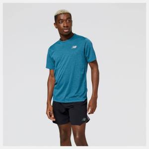 Tricouri Barbati New Balance Impact Run Scurte Sleeve Albastri | NB104JTI