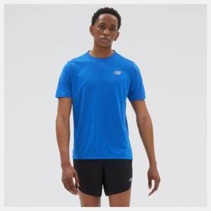 Tricouri Barbati New Balance Impact Run Scurte Sleeve Albastri Inchis | NB619XGD