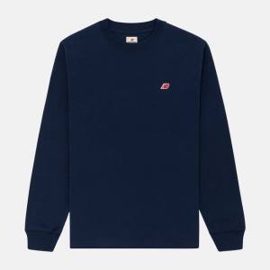 Tricouri Barbati New Balance MADE in USA Core Long Sleeve Bej Indigo | NB745AMD