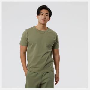 Tricouri Barbati New Balance NB Athletics Nature State Scurte Sleeve Tee Masline Verzi | NB137IXK