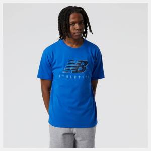 Tricouri Barbati New Balance NB Athletics Grafice Logo Tee Albastri Inchis | NB489VOG