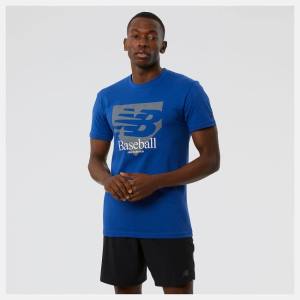 Tricouri Barbati New Balance NB Baseball Plate Tee Albastru Regal | NB024CXV