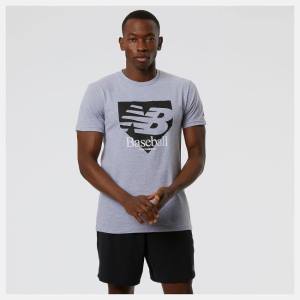 Tricouri Barbati New Balance NB Baseball Plate Tee Gri | NB973VXW