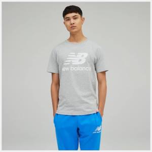 Tricouri Barbati New Balance NB Essentials Stacked Logo Tee Gri | NB897WDU