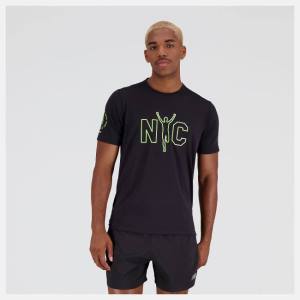 Tricouri Barbati New Balance NYC Marathon Printed Impact Run Scurte Sleeve Negrii | NB065IQH