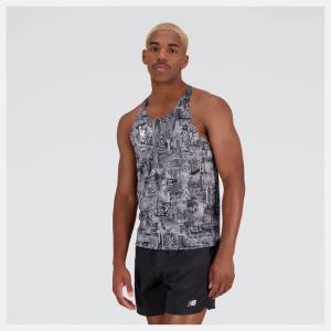 Tricouri Barbati New Balance NYC Marathon Printed Impact Run Singlet Negrii | NB178GMD