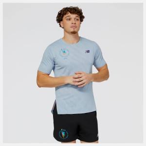 Tricouri Barbati New Balance NYC Marathon Q Speed Jacquard Scurte Sleeve Gri Deschis | NB685OZG