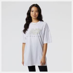 Tricouri Dama New Balance NB Athletics Oversized Tee Albi | NB627OEV