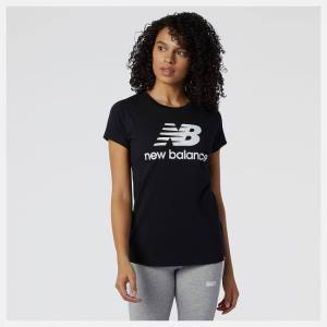 Tricouri Dama New Balance NB Essentials Stacked Logo Tee Negrii | NB178VES