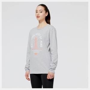 Tricouri Dama New Balance NYC Marathon Empire Grafice Long Sleeve Gri | NB680ENP