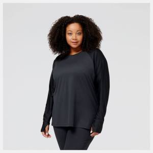 Tricouri Dama New Balance Shape Shield Long Sleeve Negrii | NB709JTD